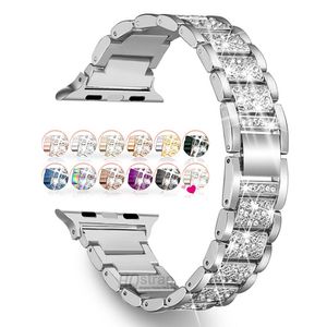 Bracelets de montres Bling Diamond Strap pour Apple Watch Band 40mm 45mm 44mm 41mm 42mm 38mm Ceinture en métal pour Iwatch Series 7 SE 6 5 4 Bracelet Femme 230411