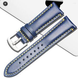 Bracelets de montre Blue Angel 23mm Bracelet en cuir véritable pour Sky Eagle Belt Bracelet en peau de vache Bande masculine