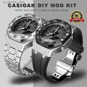 Bracelets de montre CasiOak Mod Kit GEN4 GA2 Modification de la lunette en métal 3ème 4ème génération Bracelet en caoutchouc GA 2/2110 GAB2 Acier Y240321