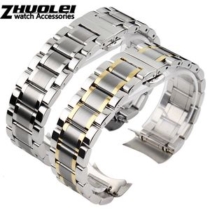 Correas de reloj Pulsera de correa de reloj de acero inoxidable con extremo curvo 16 mm 17 mm 18 mm 19 mm 20 mm 21 mm 22 mm 23 mm 24 mm bandas 230807