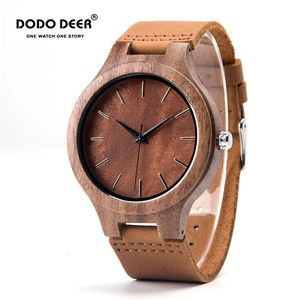 Bracelets de montre DODO DEER en bois mâle montre Promotion bande de cuir privé personnalisé bois montres hommes Quartz accepter goutte 231115