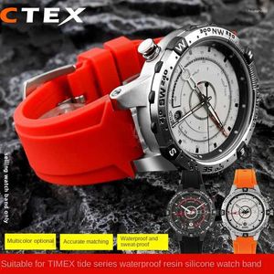 Bandas de reloj para hombres Timex E-tide Compass T2N721 T2N720 TW2V22200 Correa de silicona de resina resistente al agua con herramientas Pasadores de tornillo