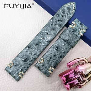 Bracelets de montre FUYIJIA personnalisé Vogue bracelet en alligator ceinture en cuir véritable bande de peau faite à la main 18MM 19MM 20MM 21MM bracelets de montre 231122