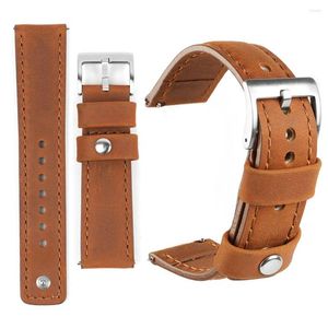 Correas de reloj correa de bucle de enlace de cuero genuino 20mm 22mm correa de reloj de cuero de vaca de liberación rápida accesorios de bloqueo para hombres