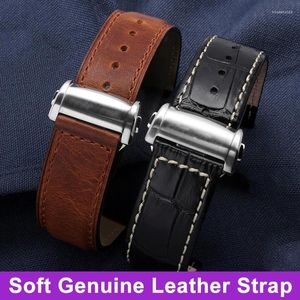 Bracelets de montre Bracelet en cuir véritable pour Hamilton Khaki Aviation Field Jazzmaster série bande hommes acier boucle pliante Bracelet 20mm 22mm