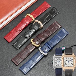 Bracelets de montre Bracelet de montre en cuir véritable avec réservoir de remplacement tonneau de vin série SANTOS Dumont bracelet en peau de vache 16 17 18 19 20 21 22 23 24mm 231129