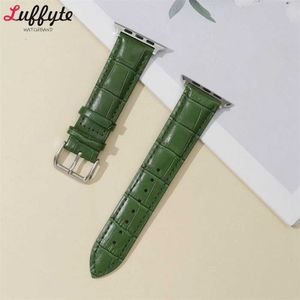 Watch Bands Green Bamboo Design Strap Forultra / 8/7 / SE / 6/5/4/3/2/1 Men Women Leather Band 38/40/41/42/44/45/49mm H240504