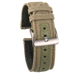 Bracelets de montres Hemsut Canvas Watch Bands Matériau de qualité supérieure à libération rapide Bracelets de montre en nylon de qualité verte Boucle en acier 18mm 20mm 22mm 24mm 230518