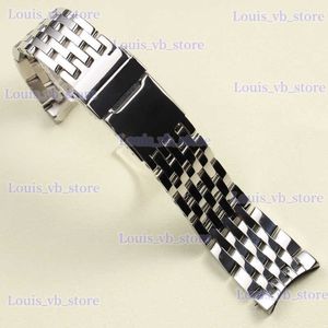 Bracelets de montre bracelet en acier inoxydable argent poli massif de haute qualité 22 24mm pour bracelet Breitling Navitimer avec T240227