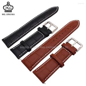 Bandas de reloj MG.ORKINA Ancho de banda negro y marrón 20 22 24 mm Correa de cuero genuino italiano intercambiable para relojes Deli22