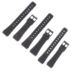 Bracelets de montre en caoutchouc 1 pièces bracelet de remplacement de bande noire pour F-91W bracelet de montre en plastique de 18mm avec broches boucle en métal