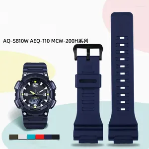 Watch Bands Silicone Resin Watchband pour Casio AQ-S810W / 800 AQS810WC 5208 TRT-110H AEQ-110W AE-1000W W-735H SGW-300H MRW-200H F-180W