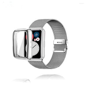 Watch Bands Stainless Steel Strap Case For Huawei Fit Honor ES Metal Anti-fall Bracelet Watchband Screen Protector Shell Cover Hele22