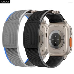 Bandas de reloj Banda Urvoi para Apple Ultra 2 Trail Loop Metal Ring 49 mm Series 9 8 7 6 SE 54 Nylon Weave Iwatch Strap Pests