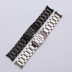 Bracelets de montre Bracelet de montre en acier inoxydable non poissé 18mm 19mm 20mm 21mm 22mm 23mm 24mm extrémité droite extrémités incurvées déploiements