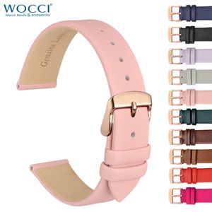 Bracelets de montre WOCCI Bracelet de montre en cuir véritable 8mm 10mm 12mm 14mm 16mm 18mm 20mm Bracelet pour dames boucle en acier inoxydable Bracelet de remplacement 230922