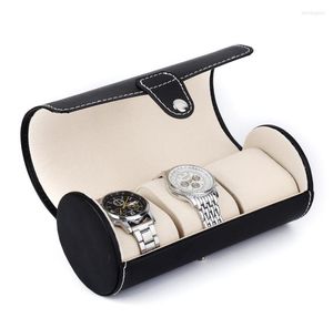 Boîtes de montre 3 emplacements Roll Travel Board Chic portable Vine en cuir affichage de rangement Box Organisateur Holder pour les montres2372132