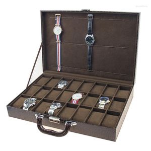 Boîtes de montres 36 emplacements en cuir PU, présentoir de rangement, valise de Collection, porte-bijoux, étui organisateur avec clé grand espace