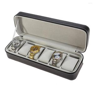 Cajas de reloj 40% caja de cuero de imitación de 6 rejillas organizador de almacenamiento de pulseras de joyería soporte de exhibición