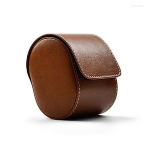 Boîtes à montres, sac en cuir PU, étui de poignet avec fermeture éclair, boîte à bijoux Portable de voyage, organisateur à deux couches de peau de vache