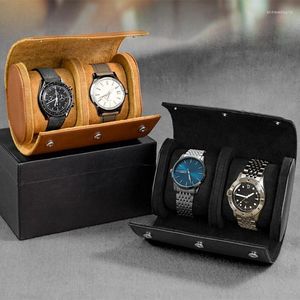 Boîtes de montre en cuir PU, boîte de rangement Portable européenne et américaine, rabat cadeau carré bouton-pression, rangement