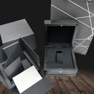 Les boîtes de montres peuvent être personnalisées NLNL, vente en gros d'usine, boîte en bois noire et livret d'emballage de luxe, cadeau de montres TOP