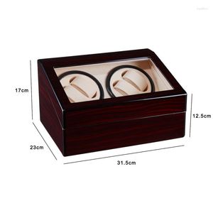 Cajas de reloj Cajas 4 6 Bobinado de madera Bobinador de alta calidad Parada de motor Caja de gabinete de exhibición de joyería automática Batería Remontoir Deli22