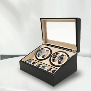 Mira las cajas de cajas Blackbrown de alta calidad Winder Winder Watch Box Caja de almacenamiento de lujo Play Down 10 Watch 231114