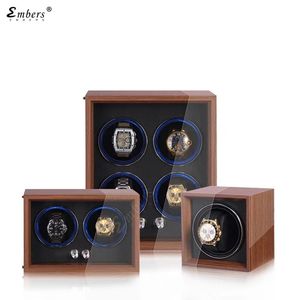 Boîtes de montres Embers Luxury 1 2 4 Slot Watch Winder Boîte de montre à vibrations en bois Enrouleur automatique Boîte de rangement Mabuchi Motro 230617