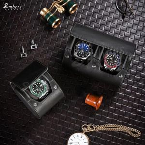 Boîtes de montres Embers Watch Bag 1 2 3 slots Luxury Genuine Leather Watch Roll Watch Storage Box Travel Watch Case Gift Box Watch Pouch 230602