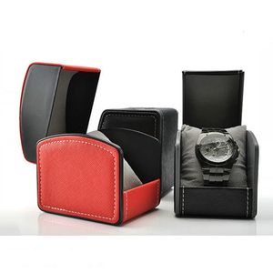 Boîtes à montres Cas Boîtes de montre en cuir noir de luxe Montre-bracelet Emballage cadeau Montres Cas Vintge Support de stockage Boîte de montre Présentoir en gros 231120