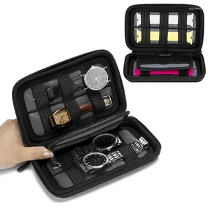 Boîtes de montre EVA Luxury Box Organisateur Stockproofproof Black Storage Small Travel Travel Portable Watchs Case étanche.