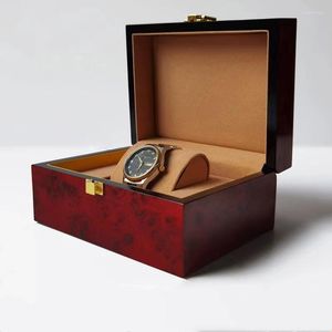 Boîtes de montre Boxes Factory Wholesale Marque personnalisée Boîte haut de gamme Boîte à piano Bijoux de peinture Spot Spot de cadeau en bois rouge Rangement de cadeaux