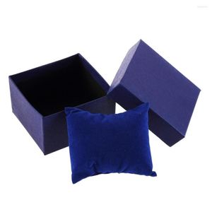Boîtes de montre Boîte à bijoux Boîte d'affichage Disposez le support avec coussin de mousse à l'intérieur du bracelet actuel Black Blue Couleur pour les cadeaux pour femmes d'affaires