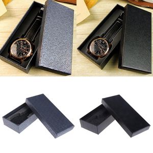 Cajas de reloj Caja de reloj de pulsera de lujo Estuche de exhibición Regalo para hombres Mujeres Joyería Pulsera Titular Marrón / Negro / Raya azul / Tela escocesa azul