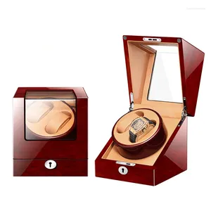 Cajas de relojes MQ 2 0 Venta Proveedor de China Mabuchi Motor Wood Planet Caja enrolladora giratoria doble automática