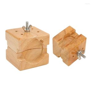 Cajas de reloj Base de soporte de movimiento de madera compuesta para reparación de relojeros