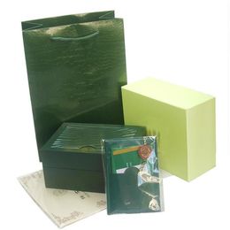 Montre verte boîte accessoires vente en gros montres livret cartes étiquettes et papiers en anglais montres suisses boîtes nombreuses sont la boîte