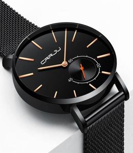 Regarder Male Crrju Men039s Montres Brand Luxury Quartz Watchs Casual Inneild en acier inoxydable Mesh Ultra Thin Clock Relog Wrist Wat7942197