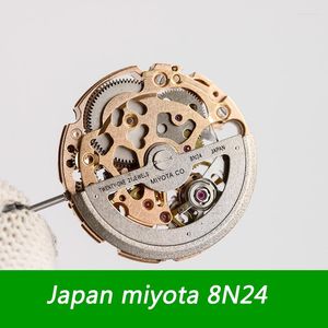 Kits de réparation de montres Miyota Japon 8N24 Mouvement mécanique squelette 21 rubis Mécanisme à remontage automatique Or rose Argent Pièces