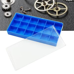 Kits de réparation de montres boîte de rangement de pièces 18 grilles minuscules accessoires boîtier organisateur récipient en plastique avec couvercle anti-poussière