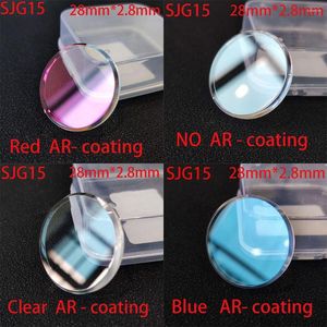 Kits de réparation de montre saphir cristal 28mm 2.8mm verre plat bleu/rouge/clair AR revêtement remplacement Mod partie grand chanfrein