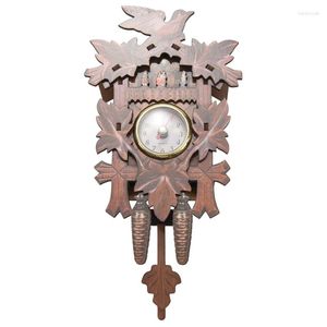 Kits de réparation de montre Vintage maison décorative oiseau horloge murale suspendu bois coucou salon pendule artisanat Art pour maison (front