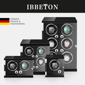 Watch Winders IBBETON Luxury Automatic Watch Winder Mabuchi mute motor 1 2 4 6 Wood Vertical Quad Rotator con caja de reloj de alimentación de CA Luces LED 230727