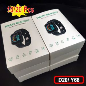 Montres 10 / 20pcs D20 Smart Watch Sport Fitness Tracker Poudomètre Smartwatch Y68 pour les hommes Femmes Wristwatch Wholesale