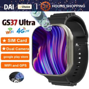 Watches 2023 New GS37 Ultra 4G Smart Watch Android System avec double caméra WiFi GPS SIM Card Compass Google Play Store Sport Smartwatch