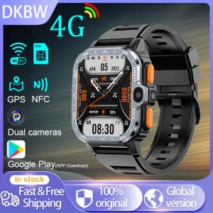 Relojes 4G LTE Wifi SmartWatch Tarjeta Nano SIM GPS NFC Cámara dual Google Play APP Descargar IP67 Frecuencia cardíaca Reloj inteligente Android para hombres