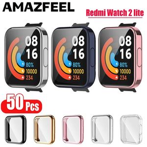 Relojes 50 unids/pack para Xiaomi Redmi Watch 2 Lite funda protectora reloj inteligente funda protectora TPU silicona parachoques Redmi Watch 2 Lite