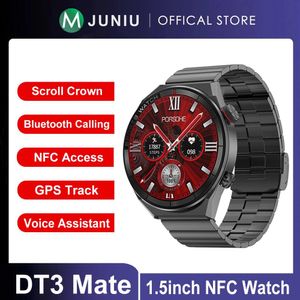 Relojes DT3 Mate Smart Watch Hombres 1.5 '' pulgadas Pantalla HD NFC Smartwatch Bluetooth Llamadas GPS Sport Tracket Fitness Pulsera Carga inalámbrica