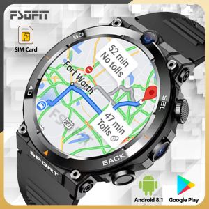 Montres Dual Camera 4G Network SIM Card Smart Watch 1.39inch GPS WiFi NFC ROPED 64GROM Google Play IP67 Android Men Women Smartwatch